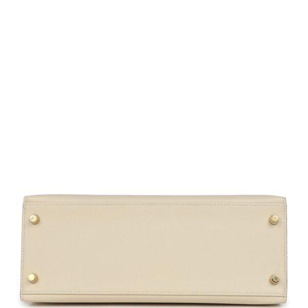 Hermès Kelly Sellier 28 Craie and Gris Mouette Epsom Permabrass Hardware