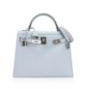 Hermes Kelly Sellier 28 Bag Blue Brume Epsom Leather with Palladium Hardware