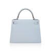 Hermes Kelly Sellier 28 Bag Blue Brume Epsom Leather with Palladium Hardware