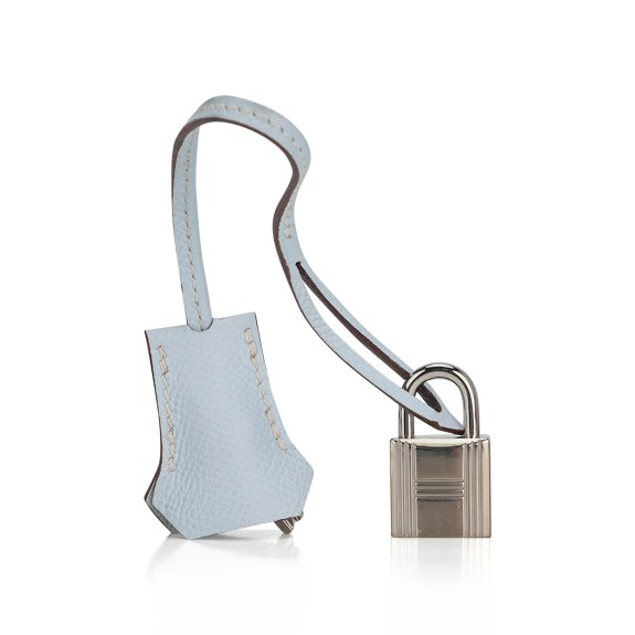 Hermes Kelly Sellier 28 Bag Blue Brume Epsom Leather with Palladium Hardware