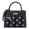 Epsom Tadelakt Chevre Mysore Casaque Etoilee Kelly Sellier 25 Ardoise Black Vert Peppermint