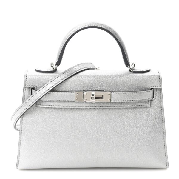97a4d813ea79d888a461948f947ba118 Metallic Chevre Chamkilight Mini Kelly Sellier 20 Argent
