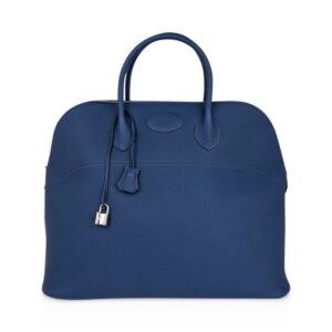 DSC03052-2 Hermes Bolide 45 Bag Blue de Prusse Togo Leather with Palladium Hardware
