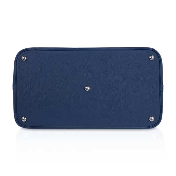 Hermes Bolide 45 Bag Blue de Prusse Togo Leather with Palladium Hardware