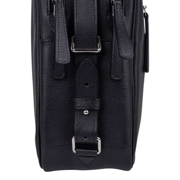Hermès Hebdo Reporter Messenger Bag Black Evergrain Leather with Palladium Hardware