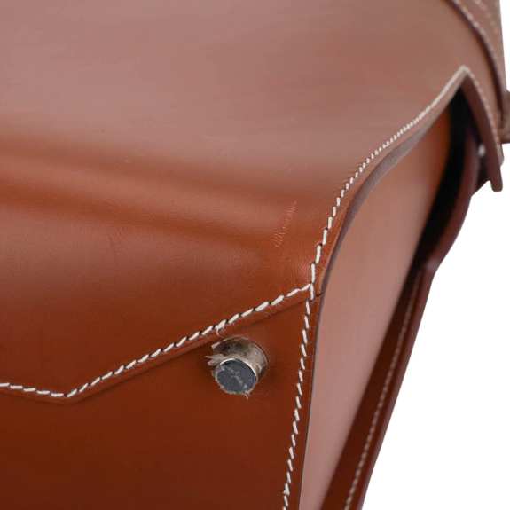 DSC09175 Hermes Limited Edition Cristobal Cabacity 45 Tote Fauve Vache Hunter Leather Removeable Toile Bag with Palladium Hardware