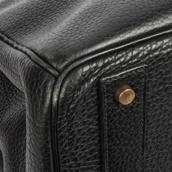 Hermes Limited Edition Vintage HAC Birkin 50 Bag Black Fjord Leather with Brass Hardware