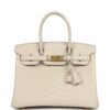 Pre-owned Hermès Birkin 30 Beton Matte Alligator Gold Hardware