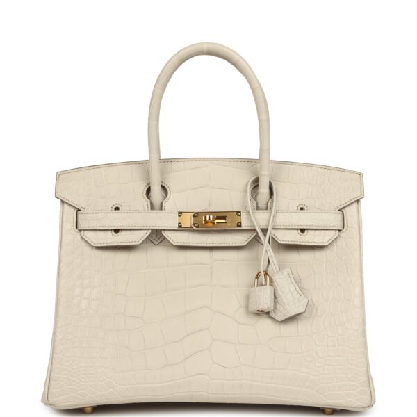 Pre-owned Hermès Birkin 30 Beton Matte Alligator Gold Hardware