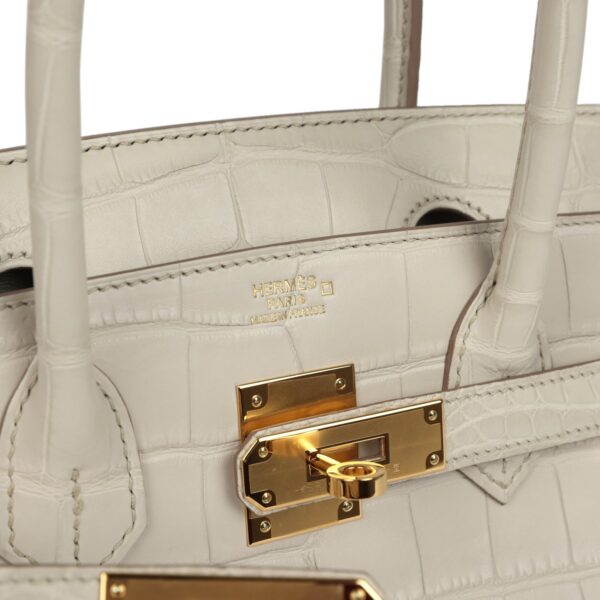 Pre-owned Hermès Birkin 30 Beton Matte Alligator Gold Hardware
