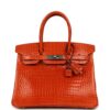 Hermès Birkin 30 Orange Shiny Porosus Crocodile Palladium Hardware
