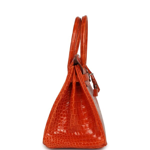 Hermès Birkin 30 Orange Shiny Porosus Crocodile Palladium Hardware
