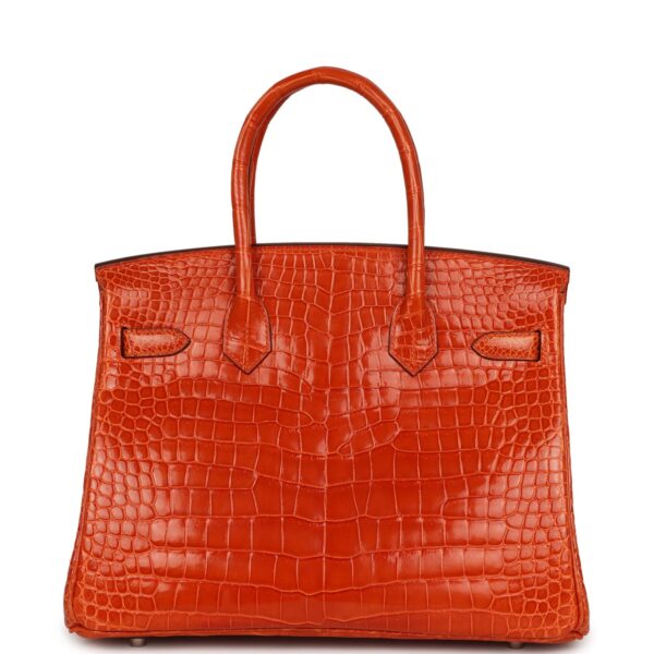 Hermès Birkin 30 Orange Shiny Porosus Crocodile Palladium Hardware
