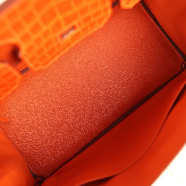 Hermès Birkin 30 Orange Shiny Porosus Crocodile Palladium Hardware