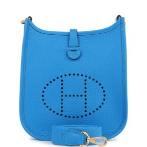 H-E-250718-1-01 Hermès Evelyne TPM New Bleu Hydra Clemence Gold Hardware