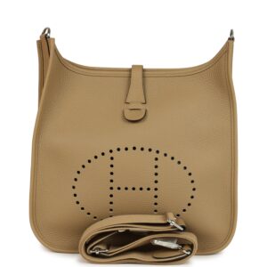 H-E-250910-2-01 Hermes Evelyne III PM Poussiere Clemence Palladium Hardware