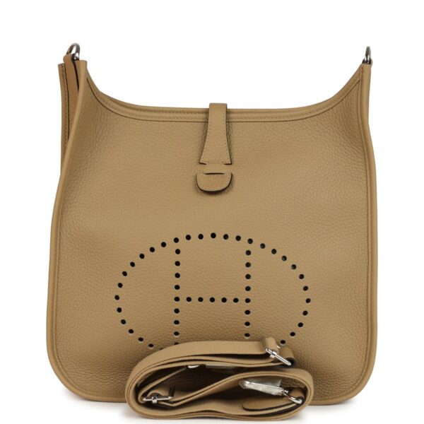 H-E-250910-2-01 Hermes Evelyne III PM Poussiere Clemence Palladium Hardware