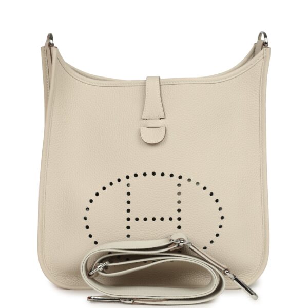 H-E-260217-1-01 Hermès Evelyne III PM Craie Clemence Palladium Hardware