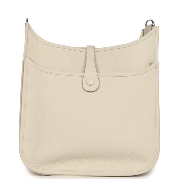 H-E-260217-1-05 Hermès Evelyne III PM Craie Clemence Palladium Hardware