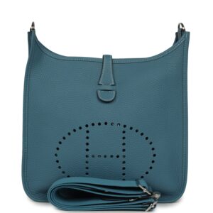 H-E-260512-2-01 Hermès Evelyne III PM Blue Jean Clemence Palladium Hardware