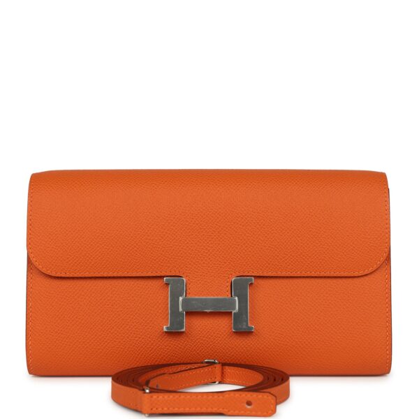 H-FBSLG-251106-6-01 Hermès Constance Wallet Togo Orange Epsom Palladium Hardware