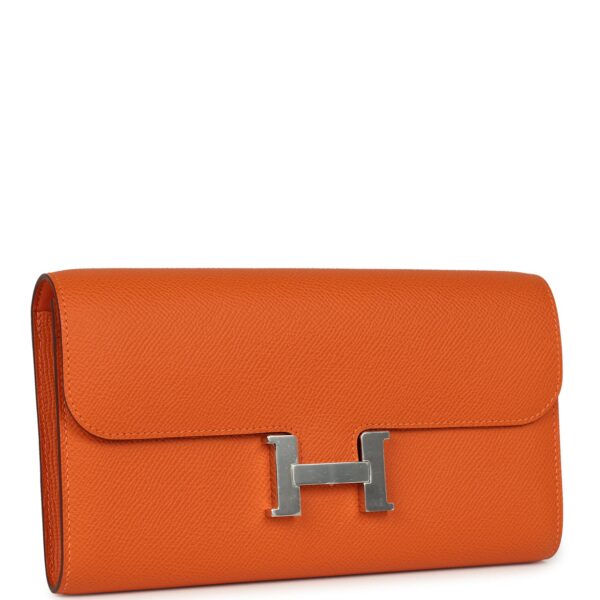 H-FBSLG-251106-6-02 Hermès Constance Wallet Togo Orange Epsom Palladium Hardware