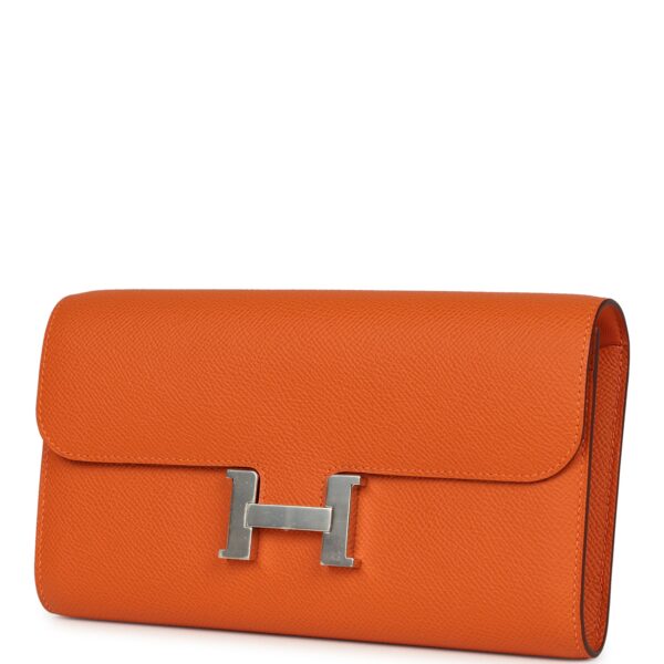 H-FBSLG-251106-6-03 Hermès Constance Wallet Togo Orange Epsom Palladium Hardware