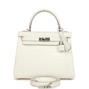 H-K-260224-3-FS-01 Hermès Kelly Retourne 25 Creme Chantilly Matte Crocodile Palladium Hardware
