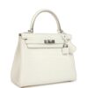 Hermès Kelly Retourne 25 Creme Chantilly Matte Crocodile Palladium Hardware