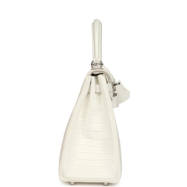 Hermès Kelly Retourne 25 Creme Chantilly Matte Crocodile Palladium Hardware