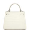 Hermès Kelly Retourne 25 Creme Chantilly Matte Crocodile Palladium Hardware