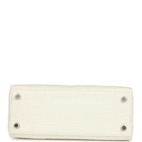 Hermès Kelly Retourne 25 Creme Chantilly Matte Crocodile Palladium Hardware
