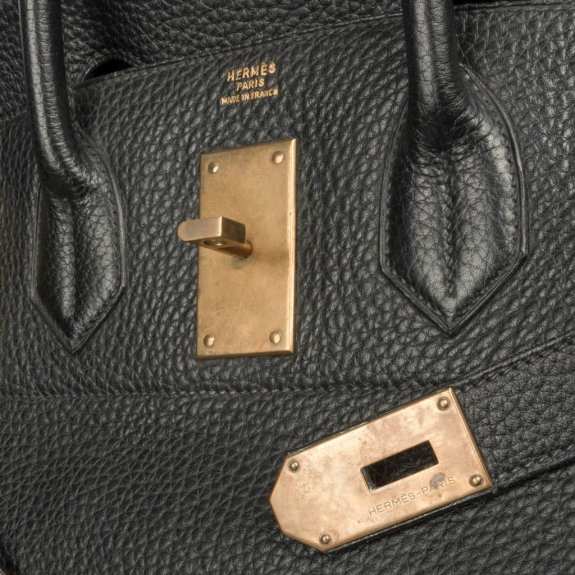 Hermes Limited Edition Vintage HAC Birkin 50 Bag Black Fjord Leather with Brass Hardware