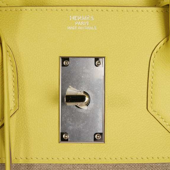authentic-hermes-hac-50-lime-can Hermes HAC Birkin 50 Bag Lime Evercolor & Ficelle Toile with Palladium Hardware