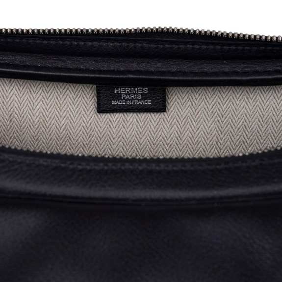 Hermès Hebdo Reporter Messenger Bag Black Evergrain Leather with Palladium Hardware