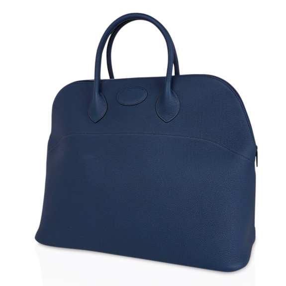 Hermes Bolide 45 Bag Blue de Prusse Togo Leather with Palladium Hardware