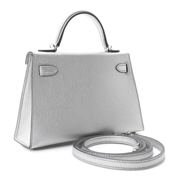d6ebec035765cb36c1dfd2df0c5eabfb Metallic Chevre Chamkilight Mini Kelly Sellier 20 Argent