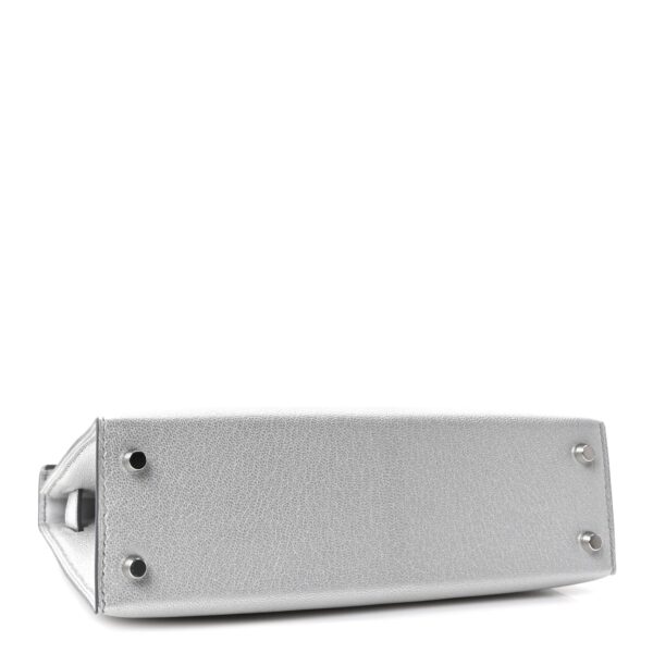 db1de79b7e102fd78521a58375209388 Metallic Chevre Chamkilight Mini Kelly Sellier 20 Argent