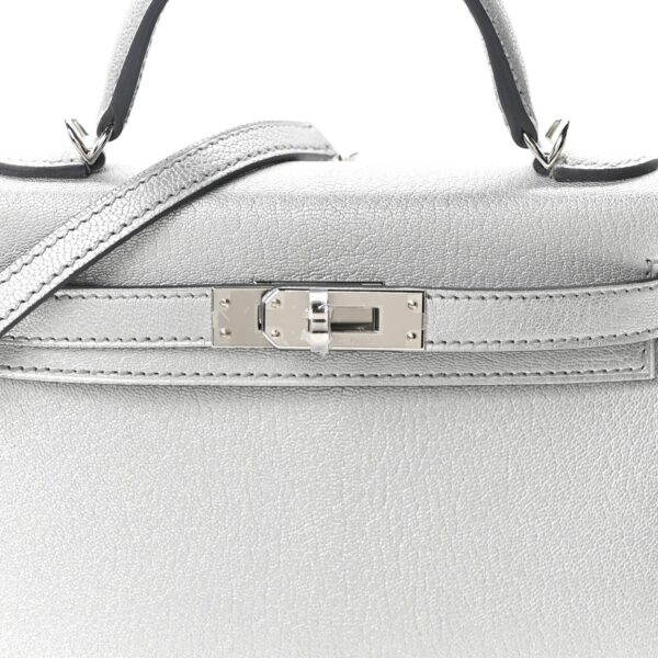 e1a873f346b5aed5dfb631e9de2d2517 Metallic Chevre Chamkilight Mini Kelly Sellier 20 Argent