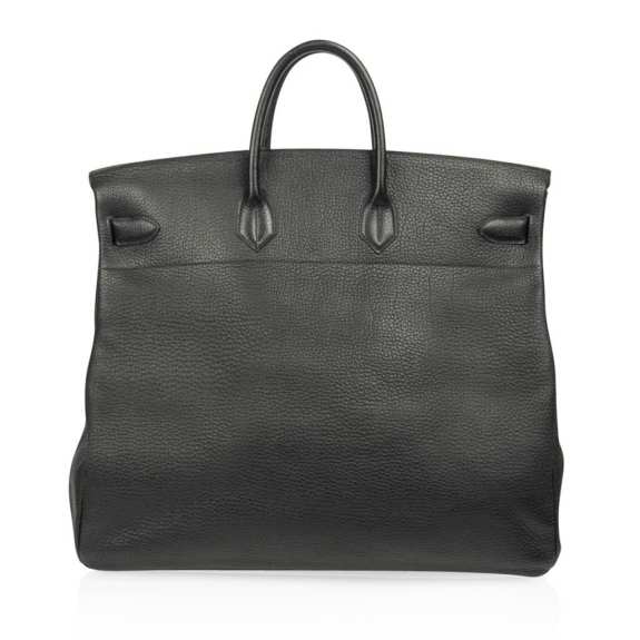 Hermes Limited Edition Vintage HAC Birkin 50 Bag Black Fjord Leather with Brass Hardware