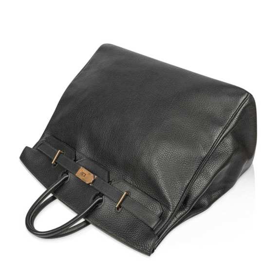 Hermes Limited Edition Vintage HAC Birkin 50 Bag Black Fjord Leather with Brass Hardware