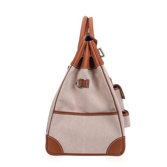 hermes-cargo-hac-40-gold-11 Hermes HAC 40 Cargo Gold Togo Toile Palladium Limited Edition Rare