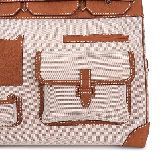 hermes-cargo-hac-40-gold-4 Hermes HAC 40 Cargo Gold Togo Toile Palladium Limited Edition Rare
