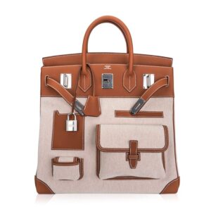 hermes-cargo-hac-40-gold-open Hermes HAC 40 Cargo Gold Togo Toile Palladium Limited Edition Rare