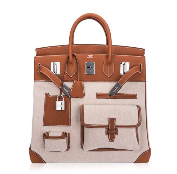 hermes-cargo-hac-40-gold-open Hermes HAC 40 Cargo Gold Togo Toile Palladium Limited Edition Rare