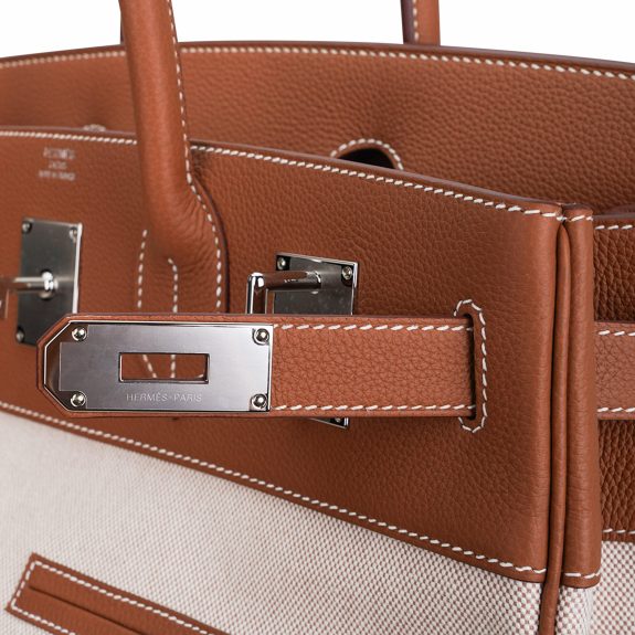 hermes-cargo-hac-40-gold-palldiu Hermes HAC 40 Cargo Gold Togo Toile Palladium Limited Edition Rare