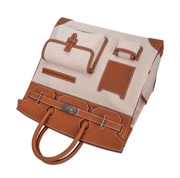 hermes-cargo-hac-40-gold-top-vie Hermes HAC 40 Cargo Gold Togo Toile Palladium Limited Edition Rare
