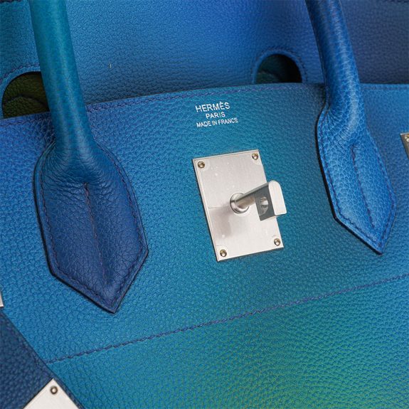 Hermes Cosmos Hac 40 Bag Blue Nuit Jaune de Naples Limited Edition
