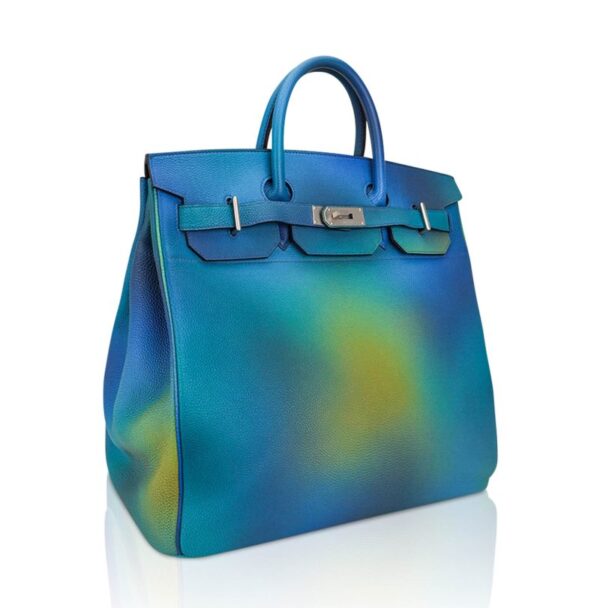 Hermes Cosmos Hac 40 Bag Blue Nuit Jaune de Naples Limited Edition