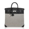Hermes HAC Birkin 40 Bag Black Toile & Togo Leather with Palladium Hardware